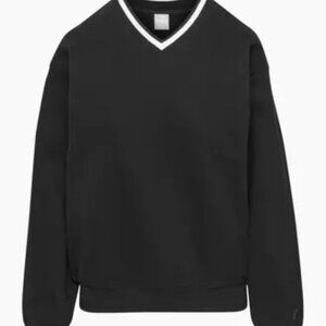 Aritzia TNA - Boyfriend Cozy Varsity V-Neck - Size XS - Black & White
